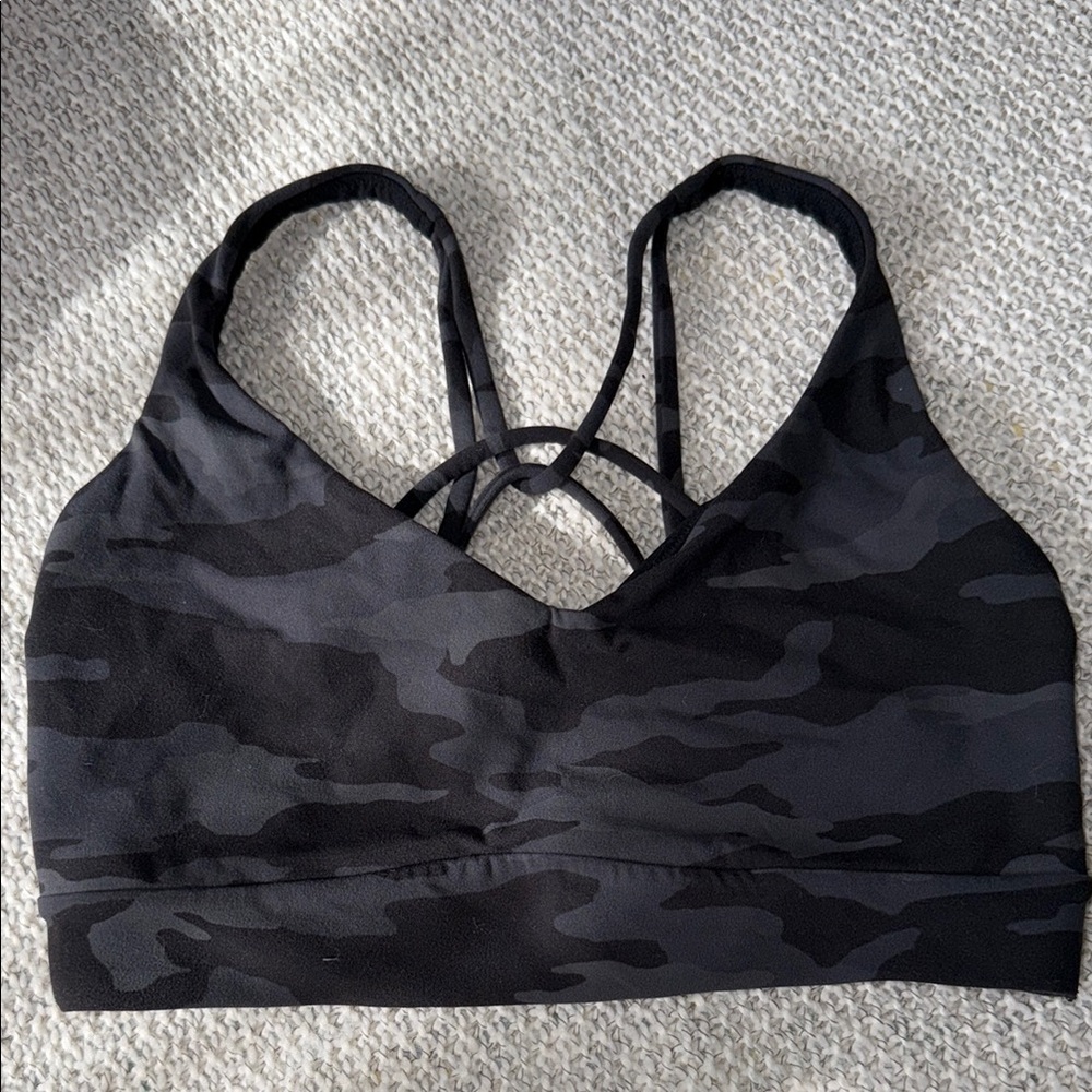 Athleta Black Sports Bra with Racerback and Wide Elastic Band